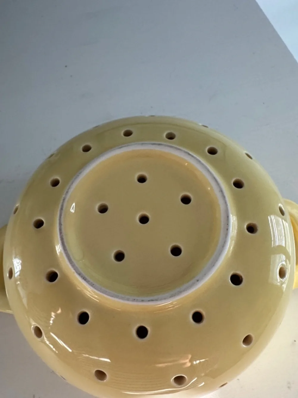 Yellow Small Ceramic Colander - Dual Handle Kitchen Strainer